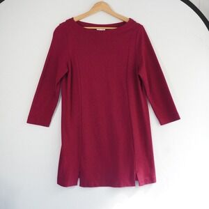 J. Jill Ponte Knit Dress Casual Career‎ 3/4 Sleeve Burgundy Red M Stretch Basic